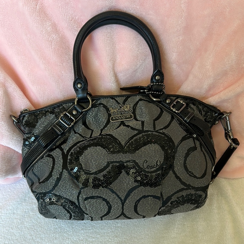Coach Madison Sequin Op Art Sophia Satchel handbag - Picture 2 of 13